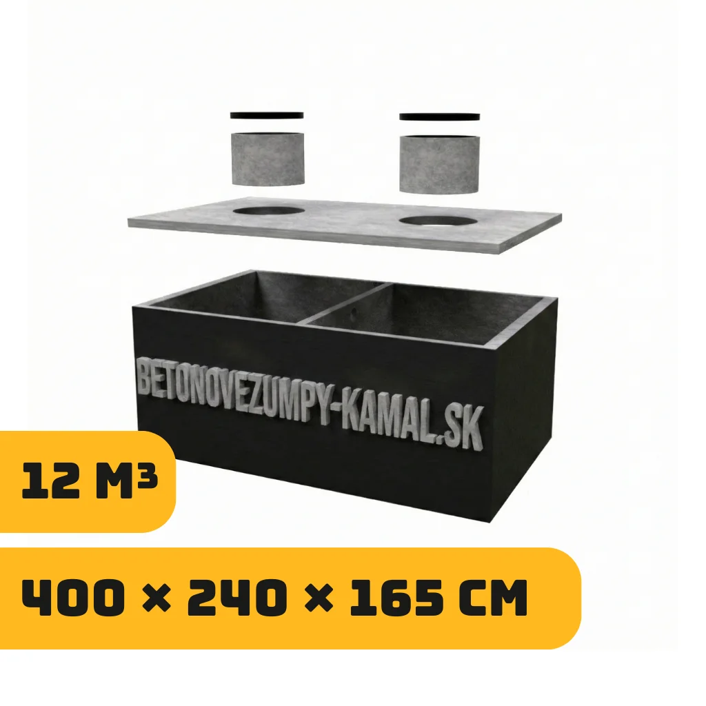 Dvojkomorové monolitické nádrže 12m³ - nízká (400×240×165cm)
