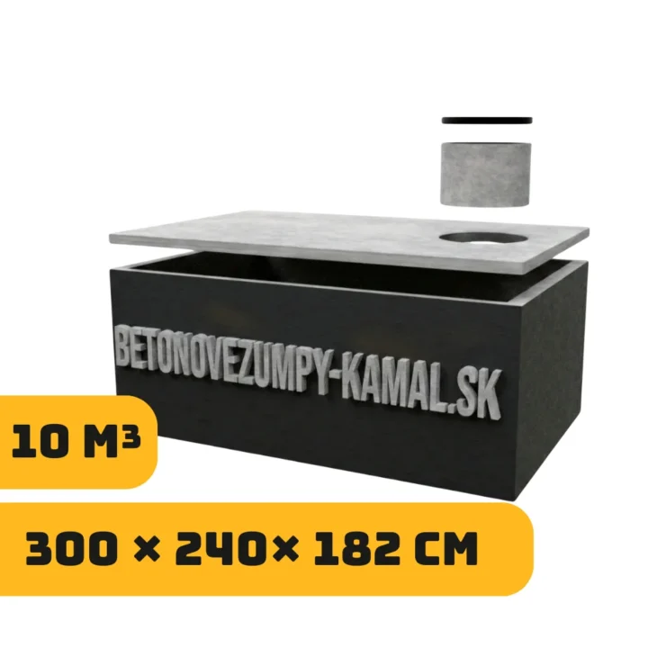 Jednokomorové monolitické nádrže 10m³ – vysoká (300x240x182cm)