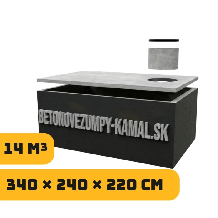 Jednokomorové monolitické nádrže 14m³ – vysoká (340x240x220cm)