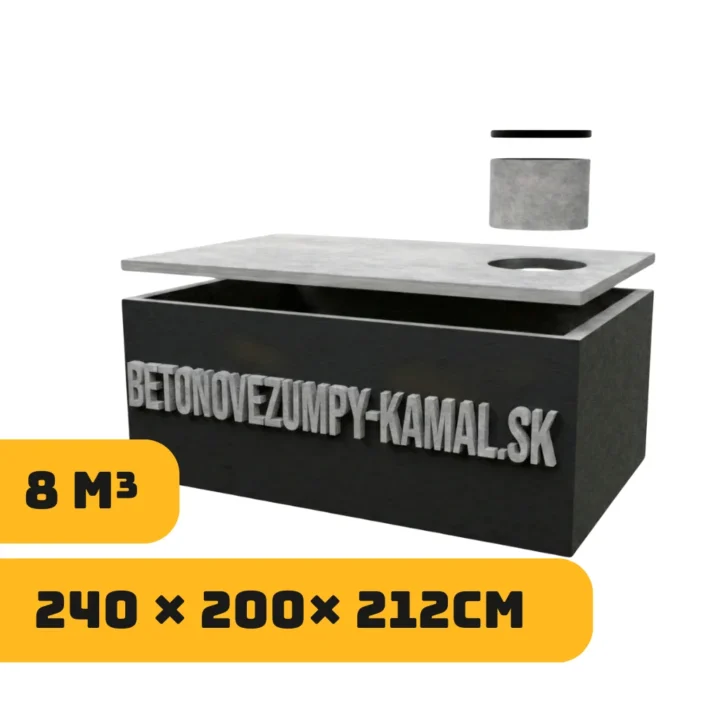 Jednokomorové monolitické nádrže 8m³ – vysoká (240x200x212cm)