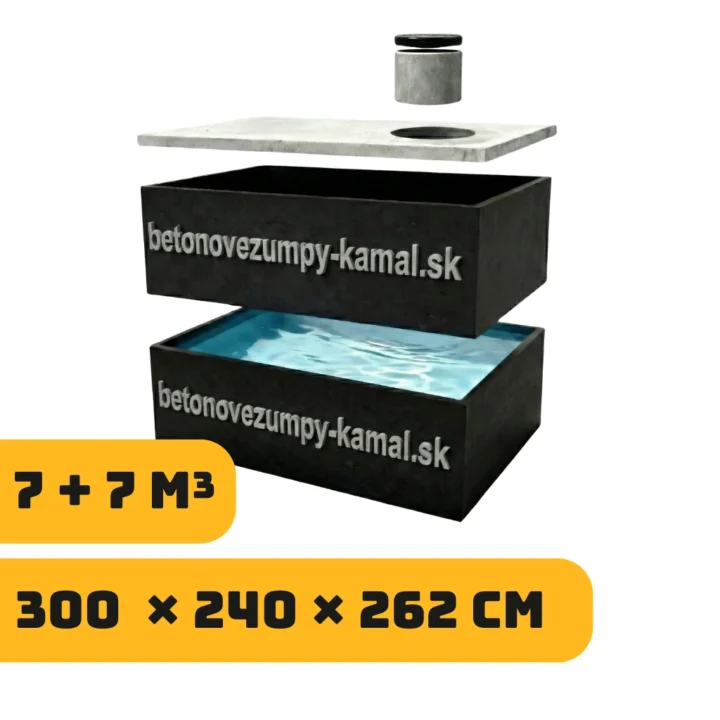 Jednokomorové nádrže 14m³ - skládané na sebe 7m³+7m³
