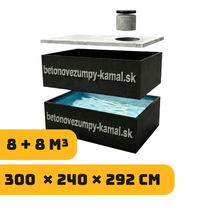 Jednokomorové nádrže 16m³ - skládané na sebe 8m³ niska + 8m³ niska
