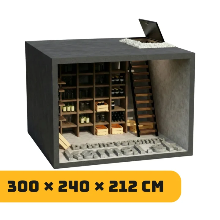 Pivnica s plochou strechou s prístupom zhora v hornej doske – (300x240x212cm)