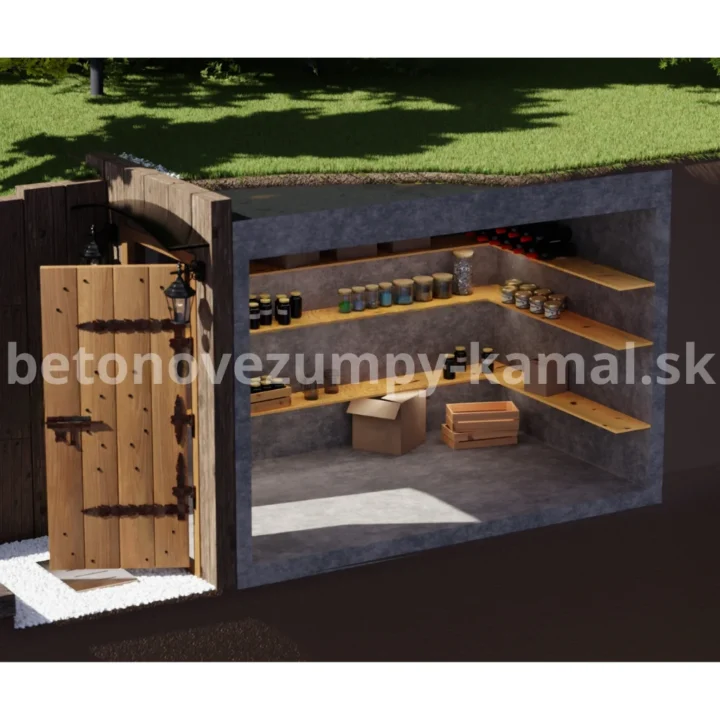 Betónová pivnica s plochou strechou a vstupom na kratšej strane – (340x240x220cm) – Obrázok 2