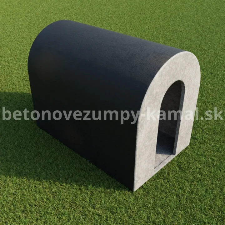 Betónová pivnica s polkruhovou kupolou bez predsienky so vstupom z čelnej strany - (450x250x245cm) – Obrázok 2