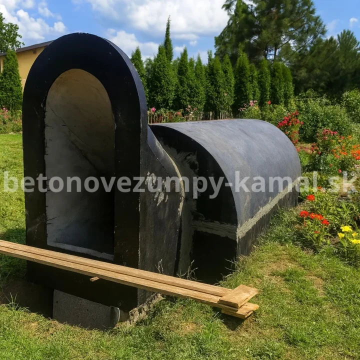 Betónová pivnica s polkruhovou kupolou bez predsienky so vstupom z čelnej strany - (450x250x245cm) – Obrázok 10
