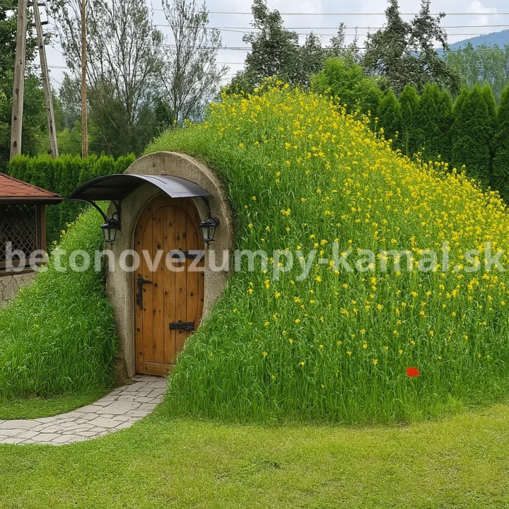 Betónová pivnica s polkruhovou kupolou bez predsienky so vstupom z čelnej strany - (450x250x245cm) – Obrázok 11