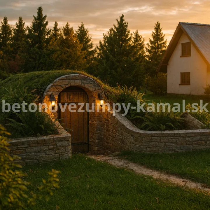 Betónová pivnica s polkruhovou kupolou bez predsienky so vstupom z čelnej strany - (450x250x245cm) – Obrázok 12